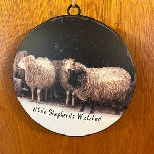 Rustic Sheep Holiday Wall Plaque - New